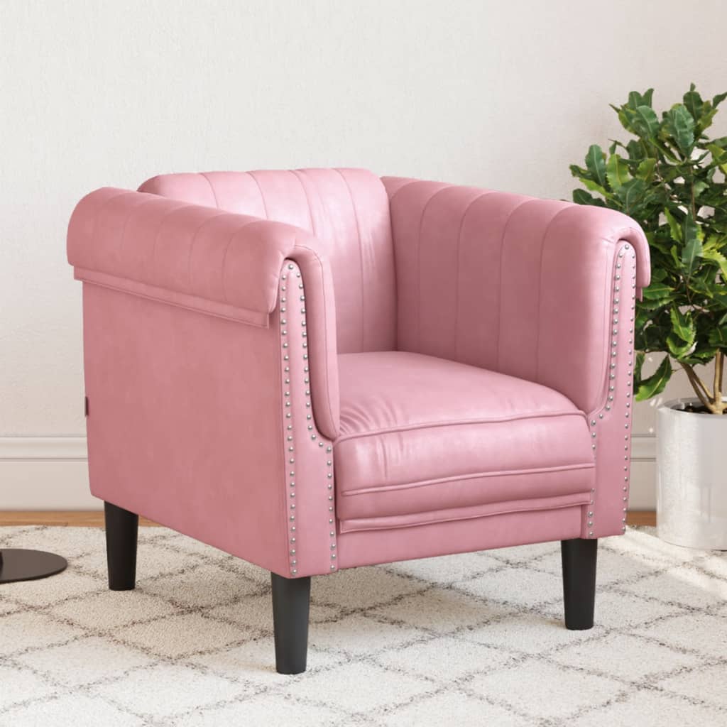 vidaXL Fauteuil rose velours