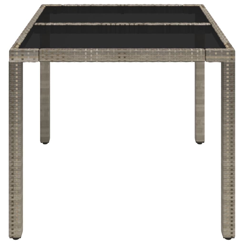 vidaXL Table de jardin dessus en verre Gris 90x90x75 cm Résine tressée