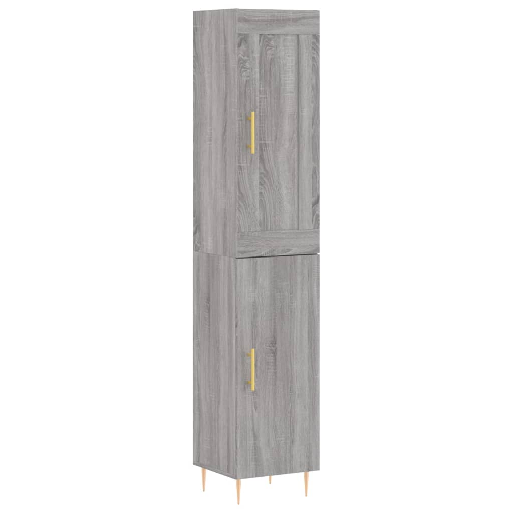 vidaXL Buffet haut Sonoma gris 34,5x34x180 cm Bois d'ingénierie