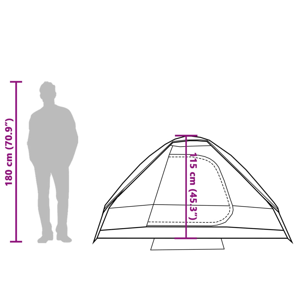 vidaXL Tente de camping à dôme 2 personnes gris et orange imperméable