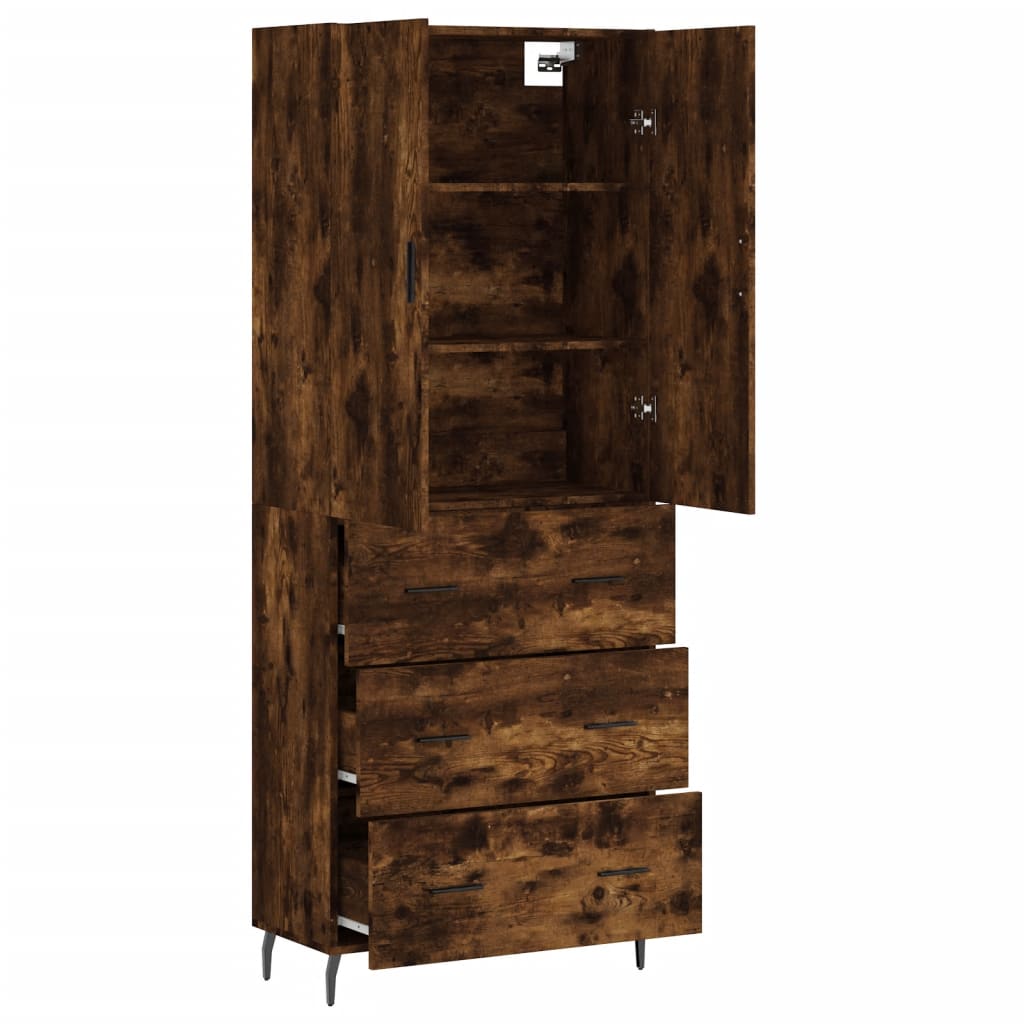 vidaXL Buffet haut Chêne fumé 69,5x34x180 cm Bois d'ingénierie