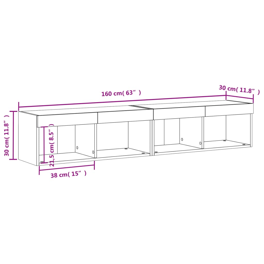 vidaXL Meubles TV avec lumières LED 2 pcs blanc 80x30x30 cm