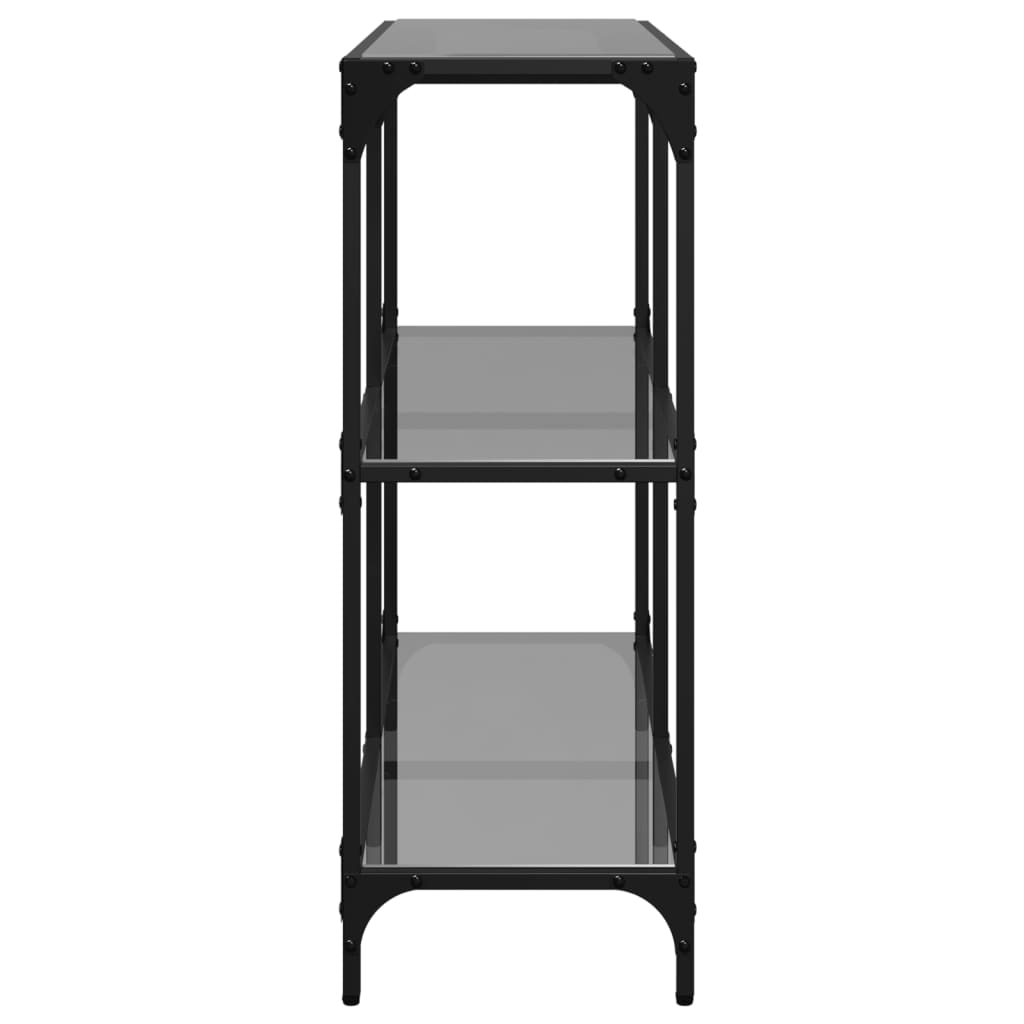 vidaXL Table console avec dessus en verre noir 98x30x81 cm acier