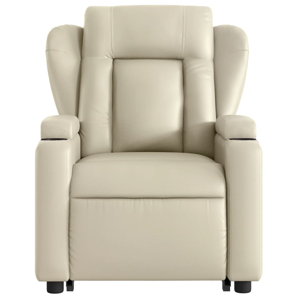 vidaXL Fauteuil inclinable de massage électrique crème similicuir