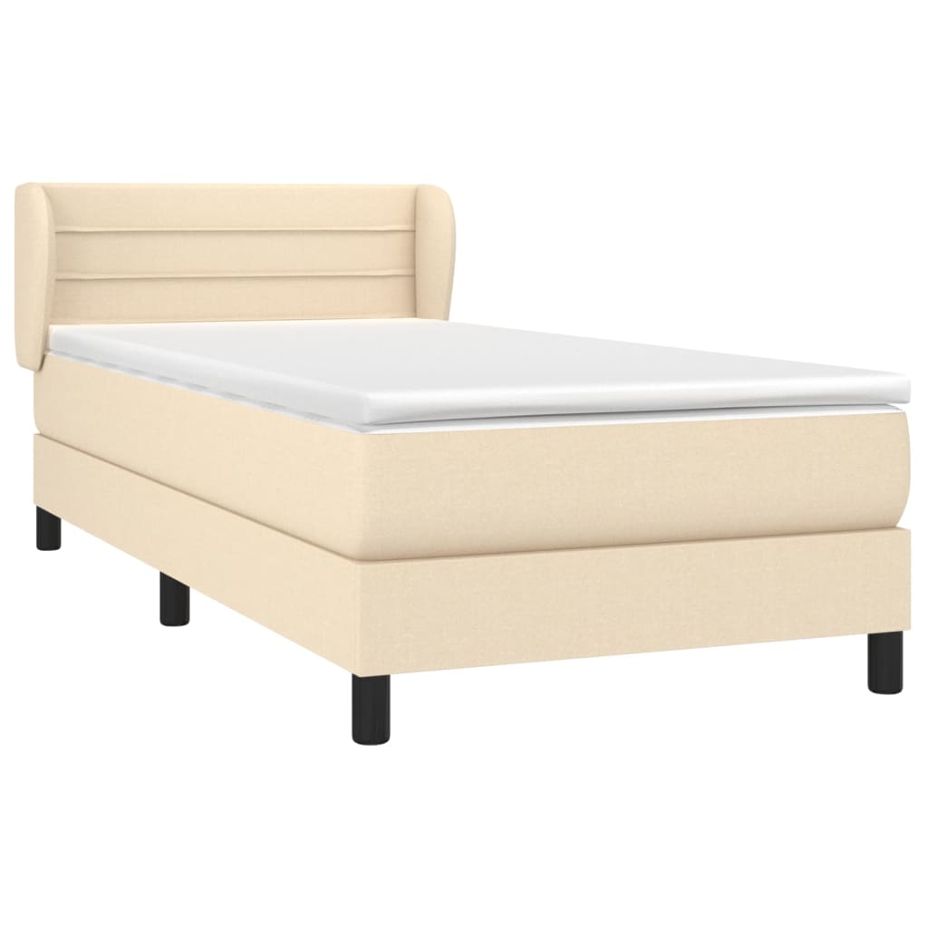 vidaXL Sommier à lattes de lit avec matelas Crème 90x200 cm Tissu