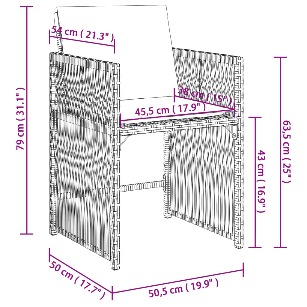 vidaXL Chaises de jardin lot de 4 avec coussins noir résine tressée