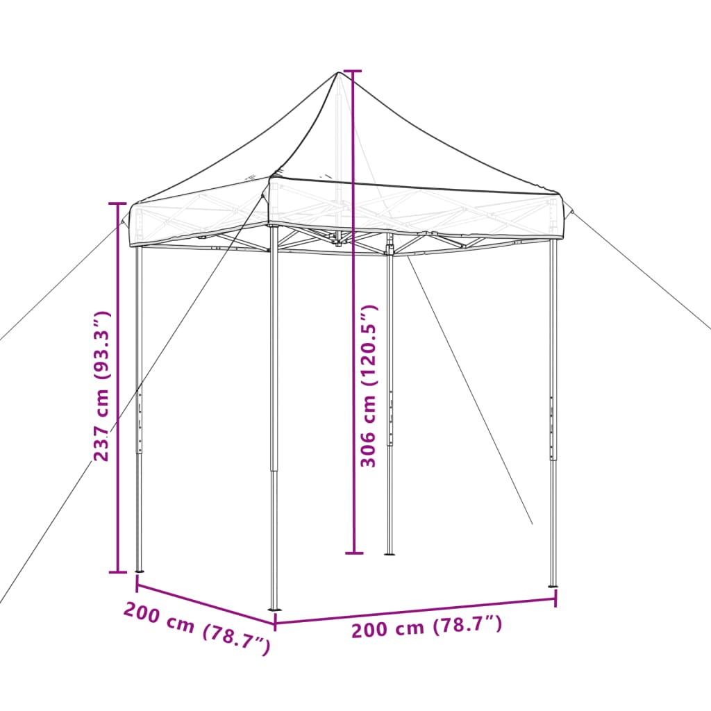 vidaXL Tente de réception pliable escamotable noir 200x200x306 cm