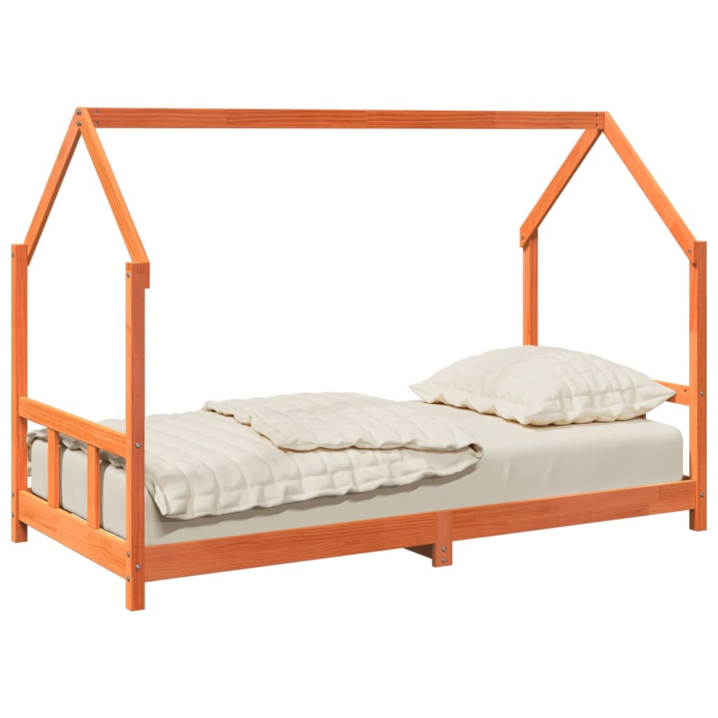 vidaXL Cadre de lit d'enfants cire marron 90x190 cm bois de pin massif