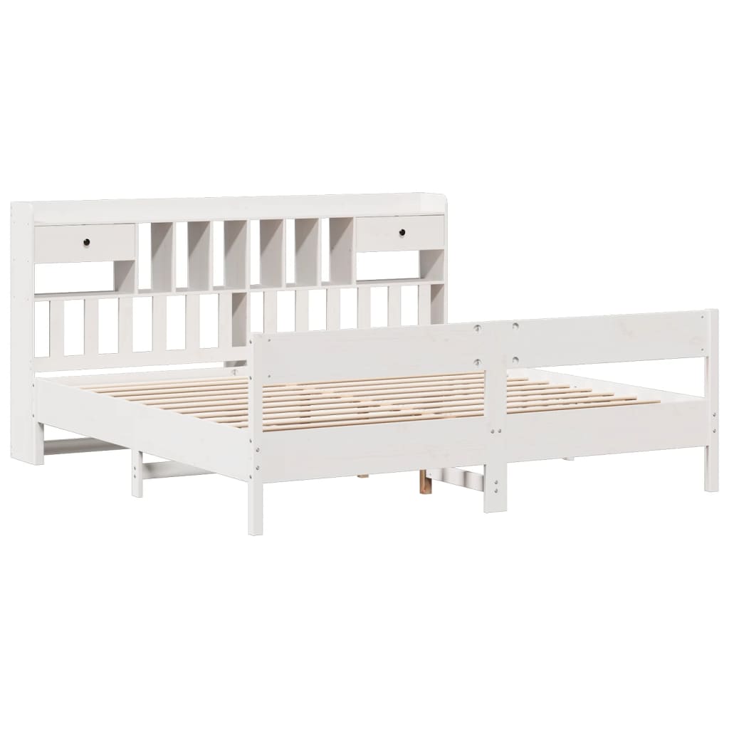 vidaXL Lit bibliothèque sans matelas blanc 180x200 cm bois pin massif