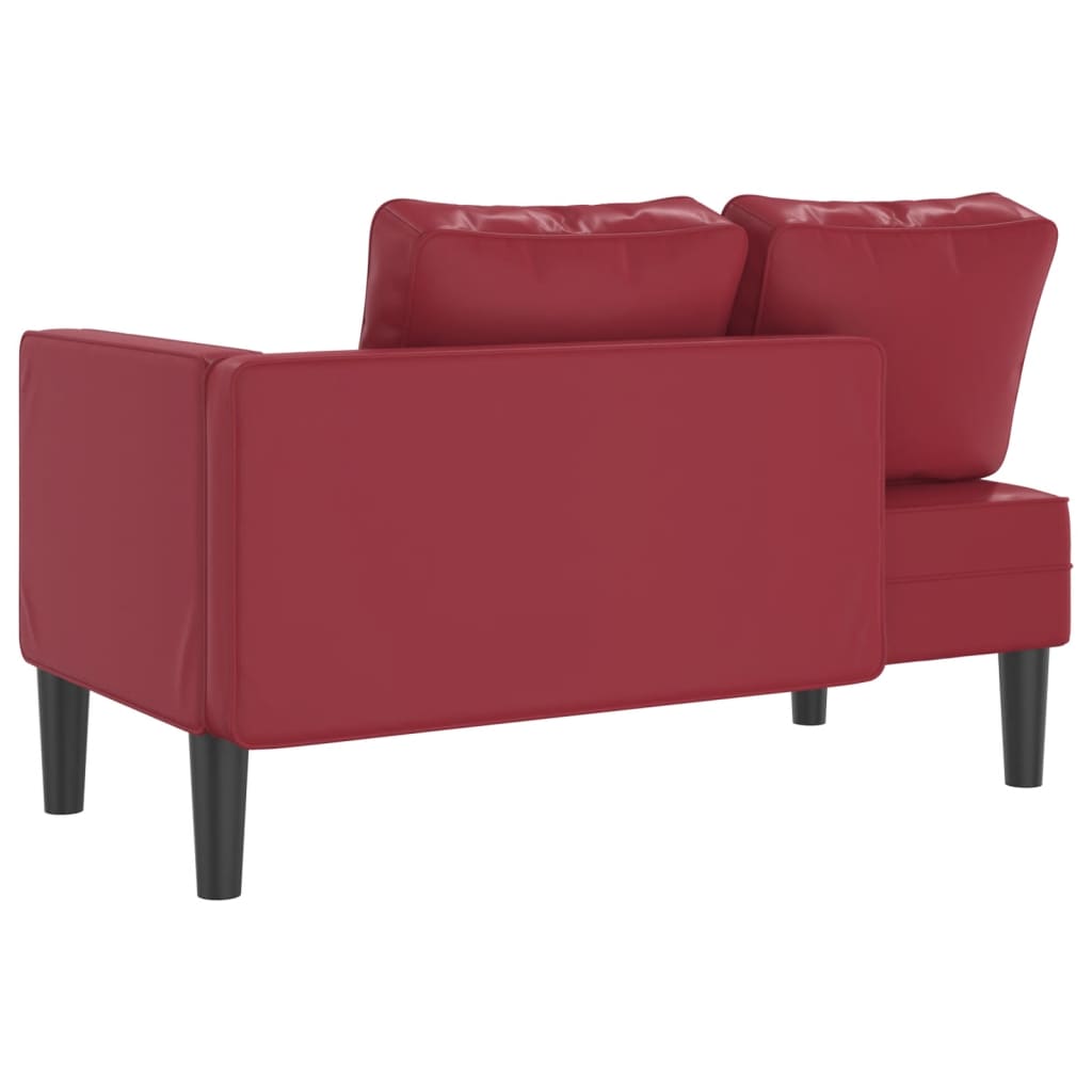 vidaXL Chaise longue avec coussins rouge bordeaux similicuir