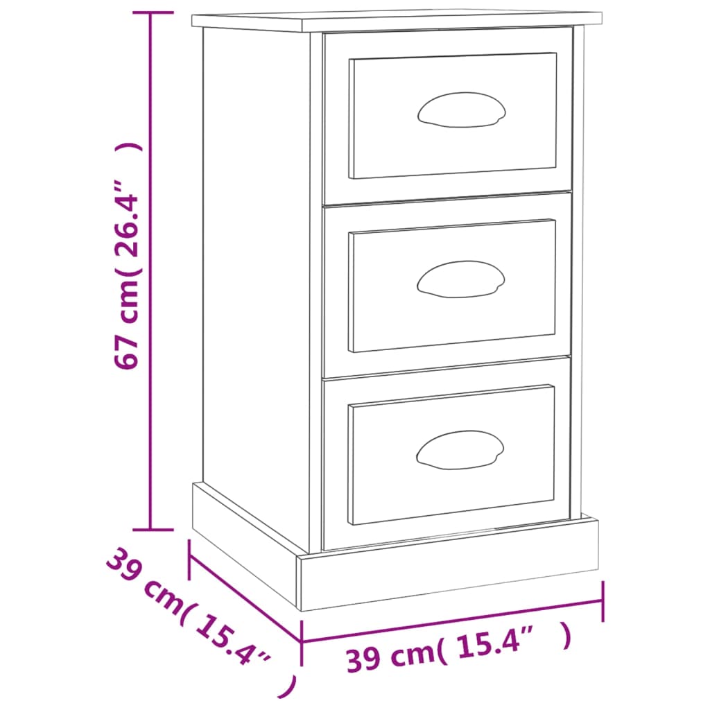 vidaXL Table de chevet noir 39x39x67 cm bois d’ingénierie