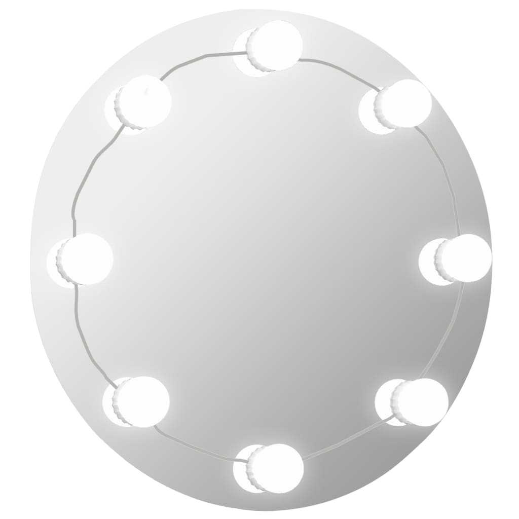 vidaXL Miroir mural sans cadre avec lampes LED Rond Verre