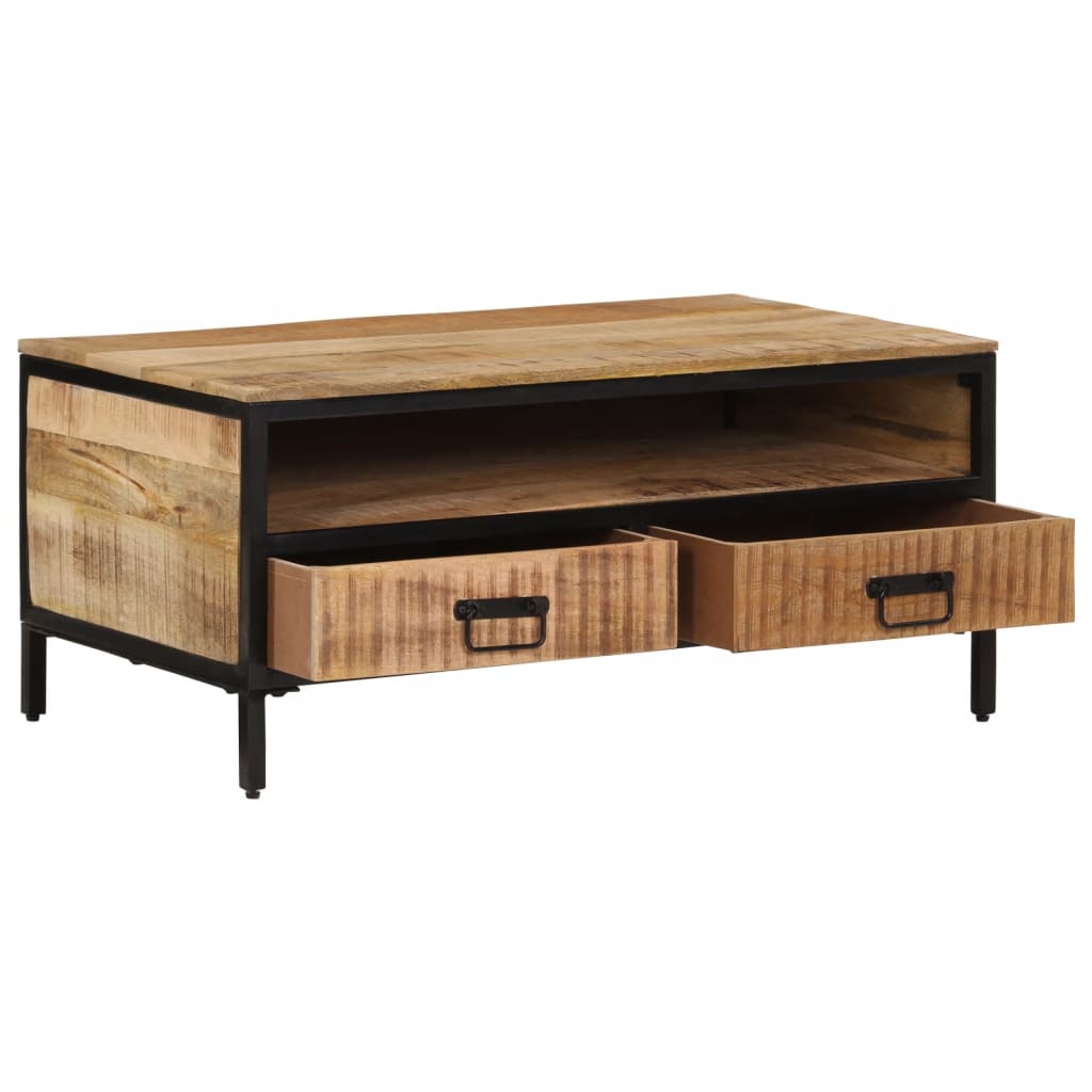 vidaXL Table basse 90x50x30 cm bois massif de manguier brut