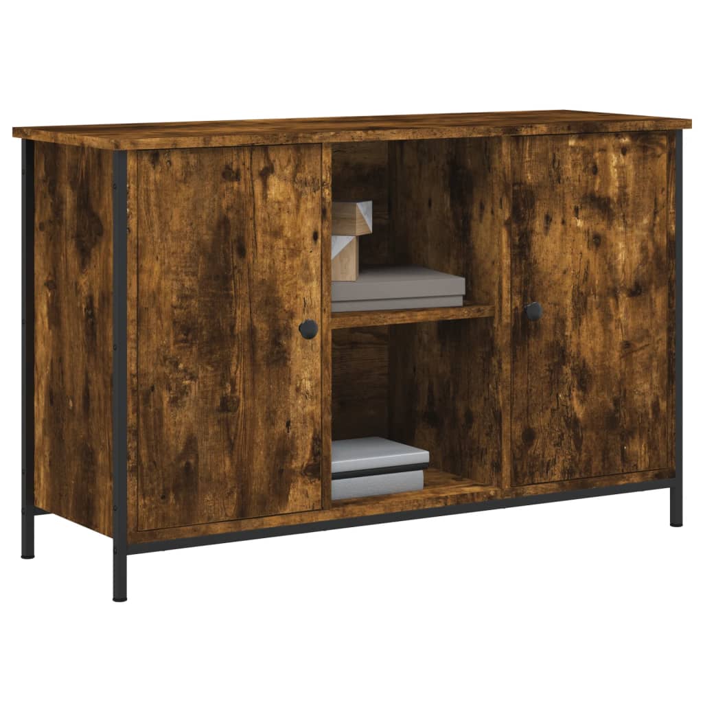 vidaXL Meuble TV chêne fumé 100x35x65 cm bois d'ingénierie