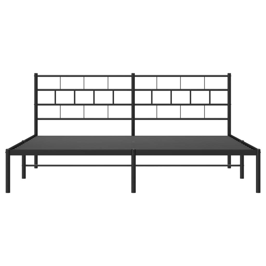 vidaXL Cadre de lit métal sans matelas avec tête de lit noir 183x213cm