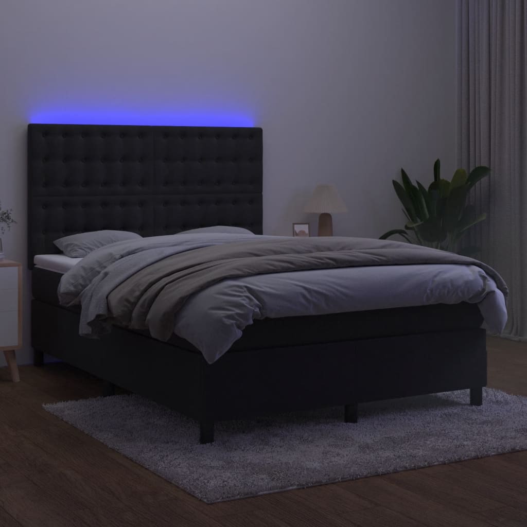 vidaXL Sommier à lattes de lit matelas et LED Noir 140x190 cm Velours