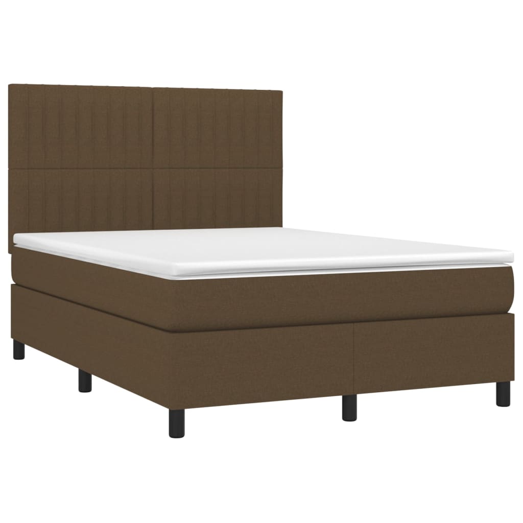 vidaXL Sommier à lattes de lit matelas et LED Marron foncé 140x200 cm