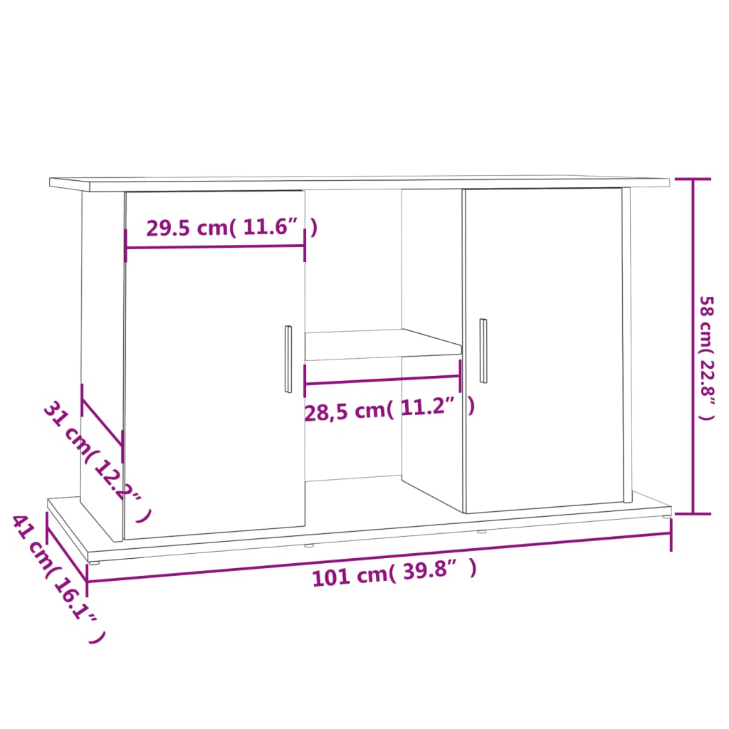 vidaXL Support d'aquarium chêne sonoma 101x41x58 cm bois d'ingénierie