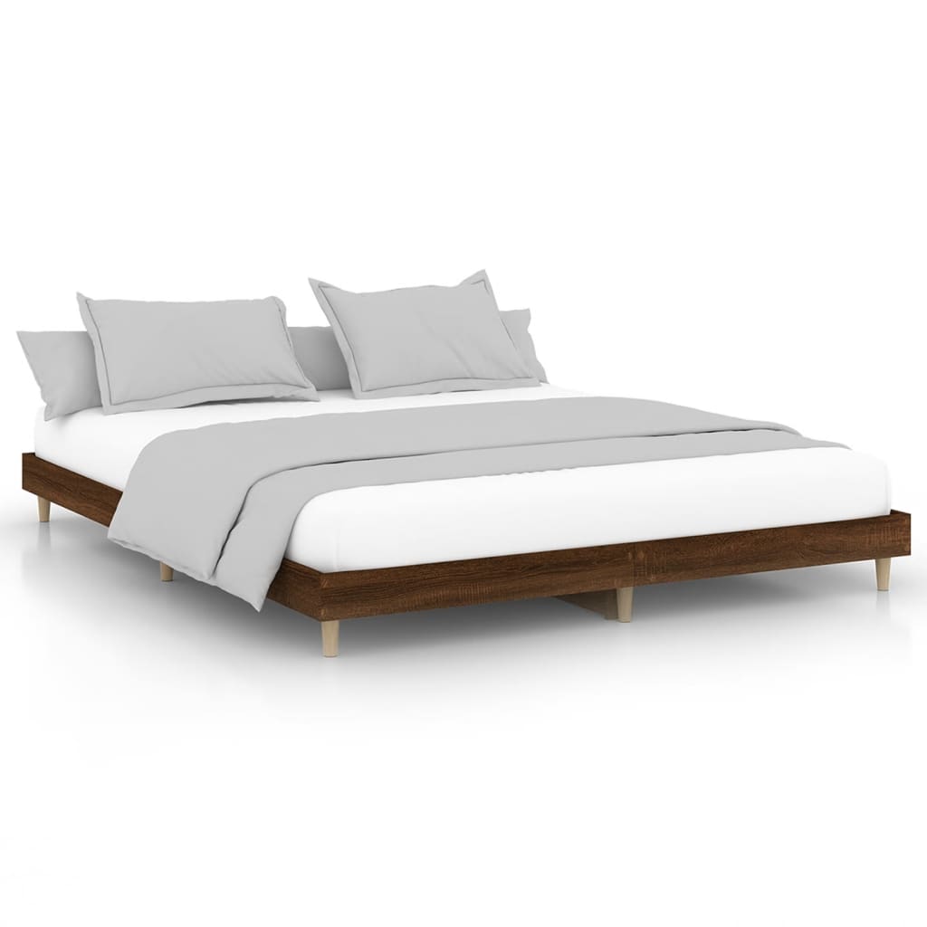 vidaXL Cadre de lit chêne marron 200x200 cm bois d'ingénierie