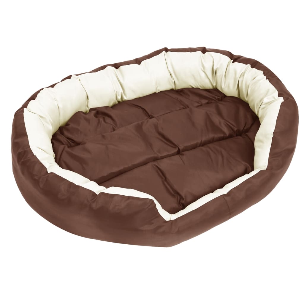 vidaXL Coussin réversible lavable de chien Marron et crème 110x80x23cm