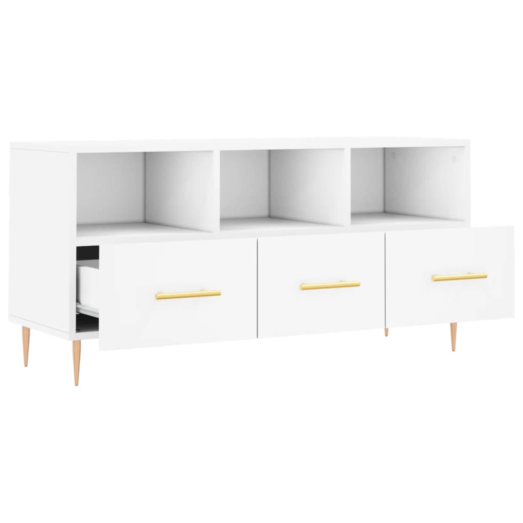 vidaXL Meuble TV blanc 102x36x50 cm bois d'ingénierie