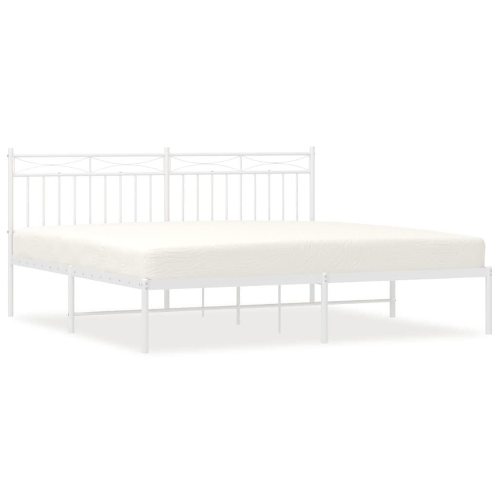 vidaXL Cadre de lit métal sans matelas et tête de lit blanc 183x213 cm