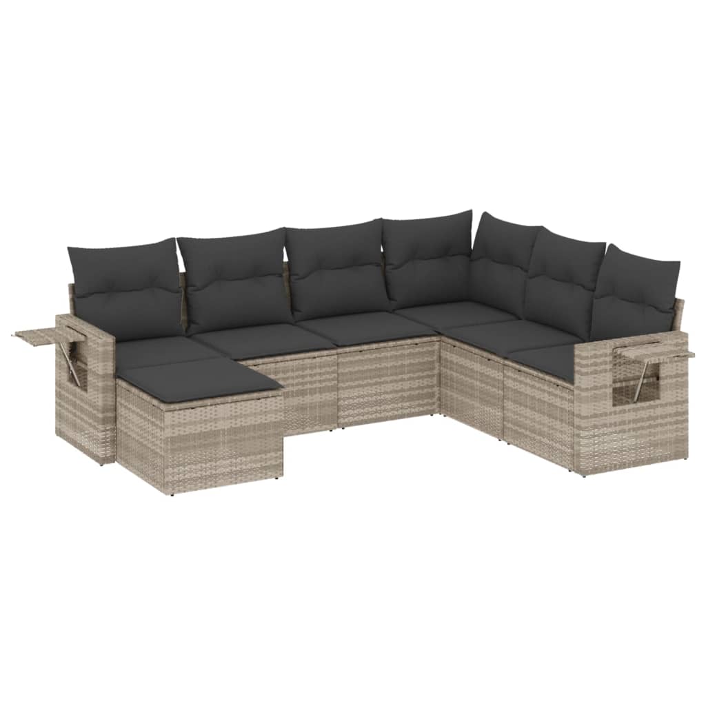 vidaXL Salon de jardin avec coussins 7 pcs gris clair résine tressée