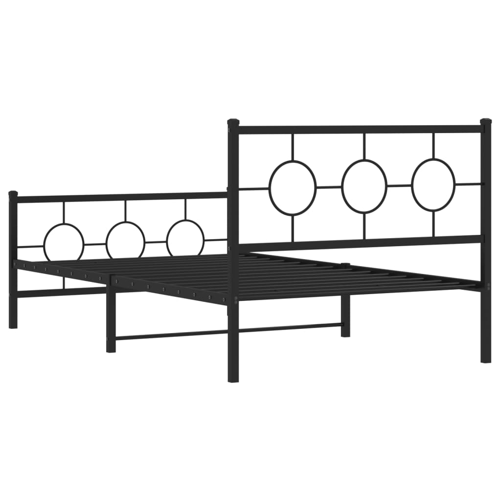 vidaXL Cadre de lit métal sans matelas avec pied de lit noir 107x203cm