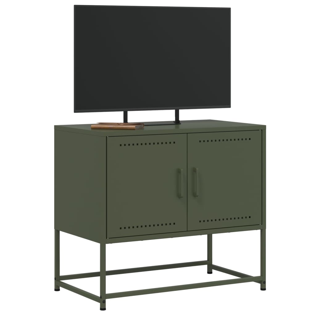 vidaXL Meuble TV vert olive 68,5x39x60,5 cm acier