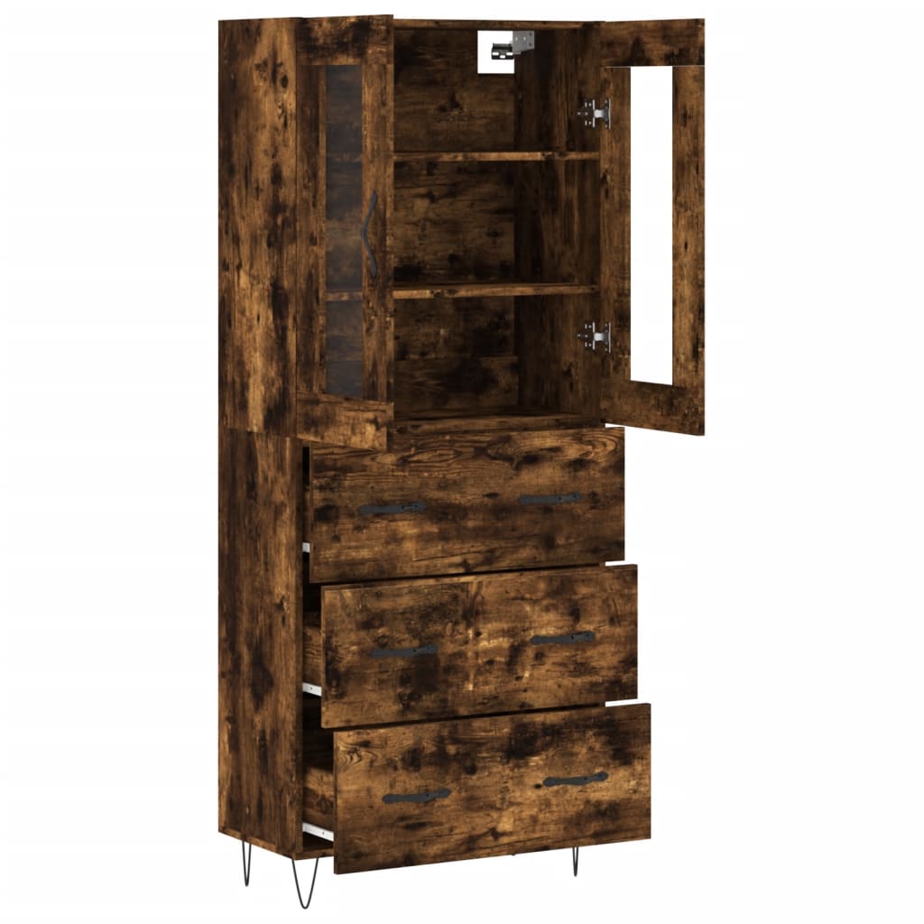 vidaXL Buffet haut Chêne fumé 69,5x34x180 cm Bois d'ingénierie