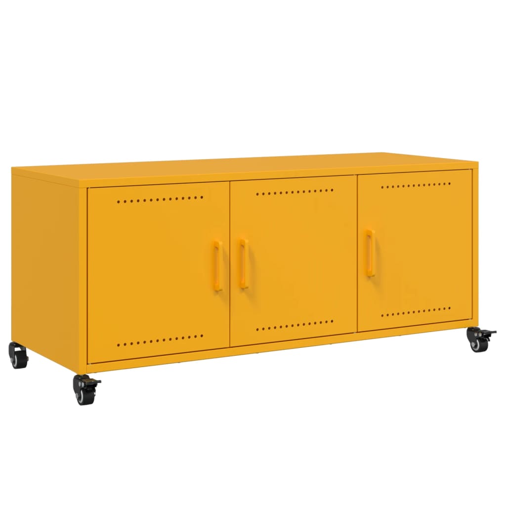 vidaXL Meuble TV jaune moutarde 100,5x39x43,5 cm acier