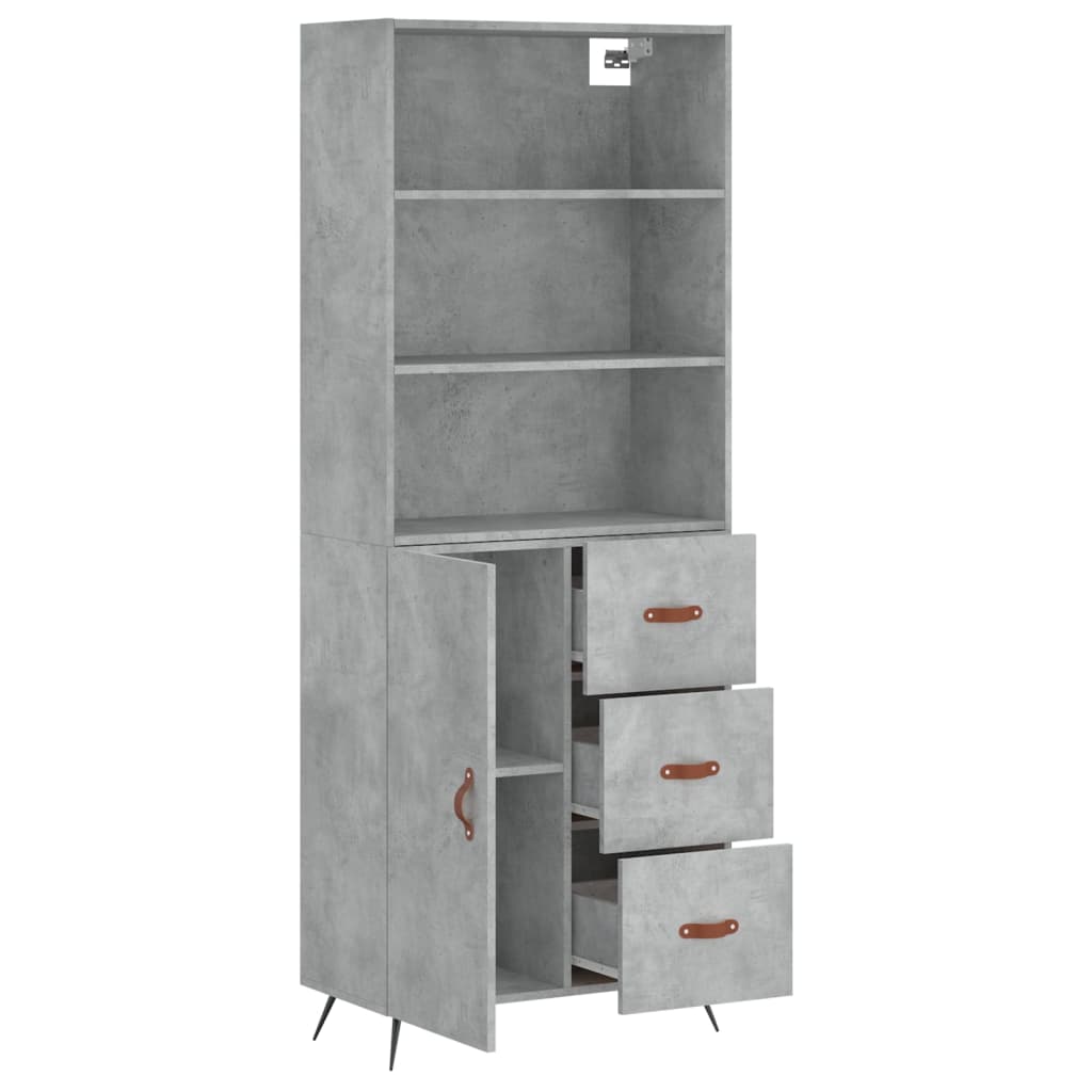 vidaXL Buffet haut Gris béton 69,5x34x180 cm Bois d'ingénierie