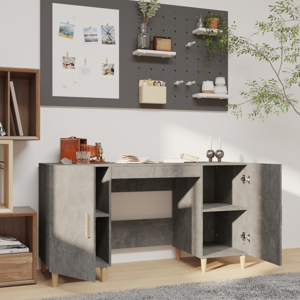 vidaXL Bureau Gris béton 140x50x75 cm Bois d'ingénierie