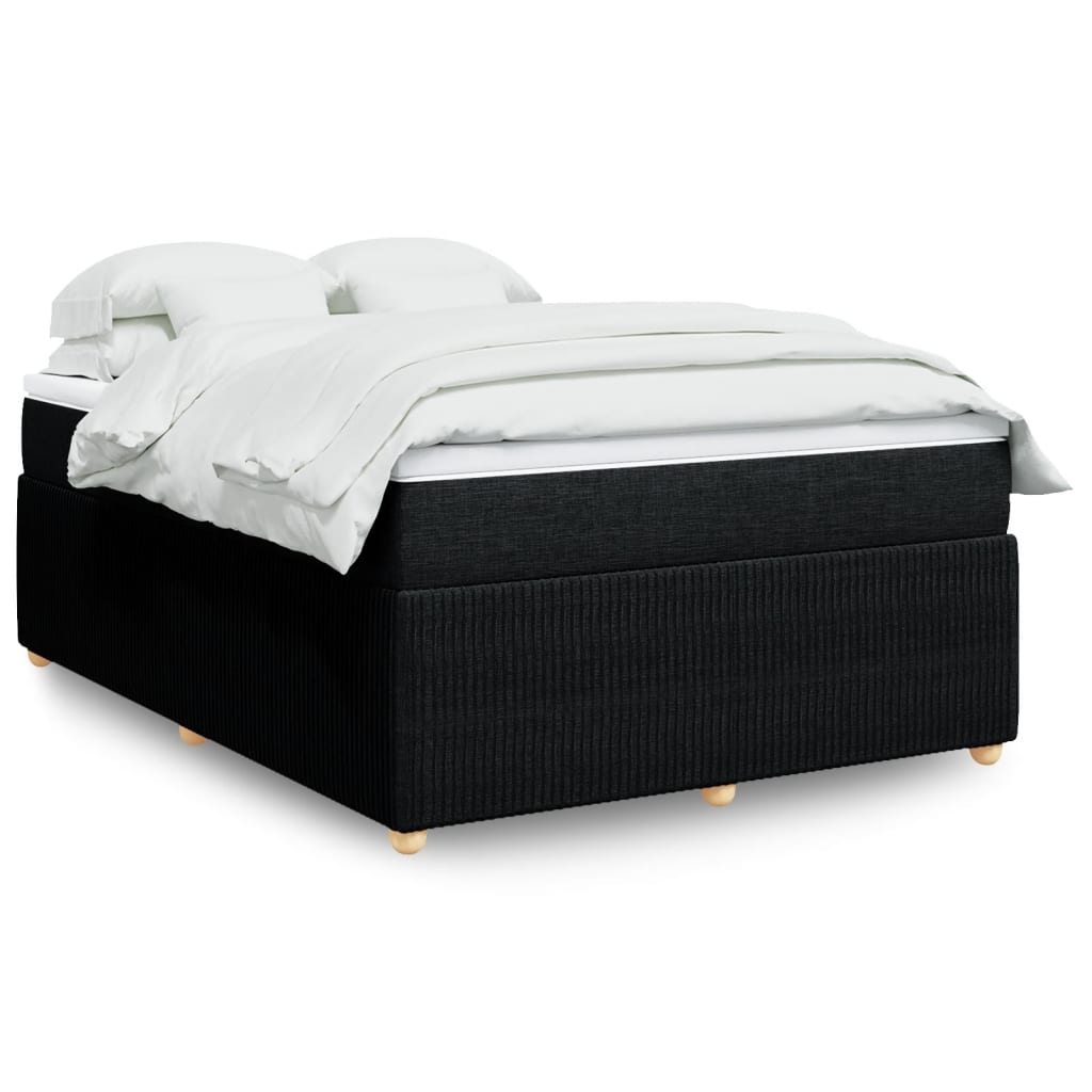 vidaXL Sommier à lattes de lit avec matelas Noir 140x190 cm Tissu