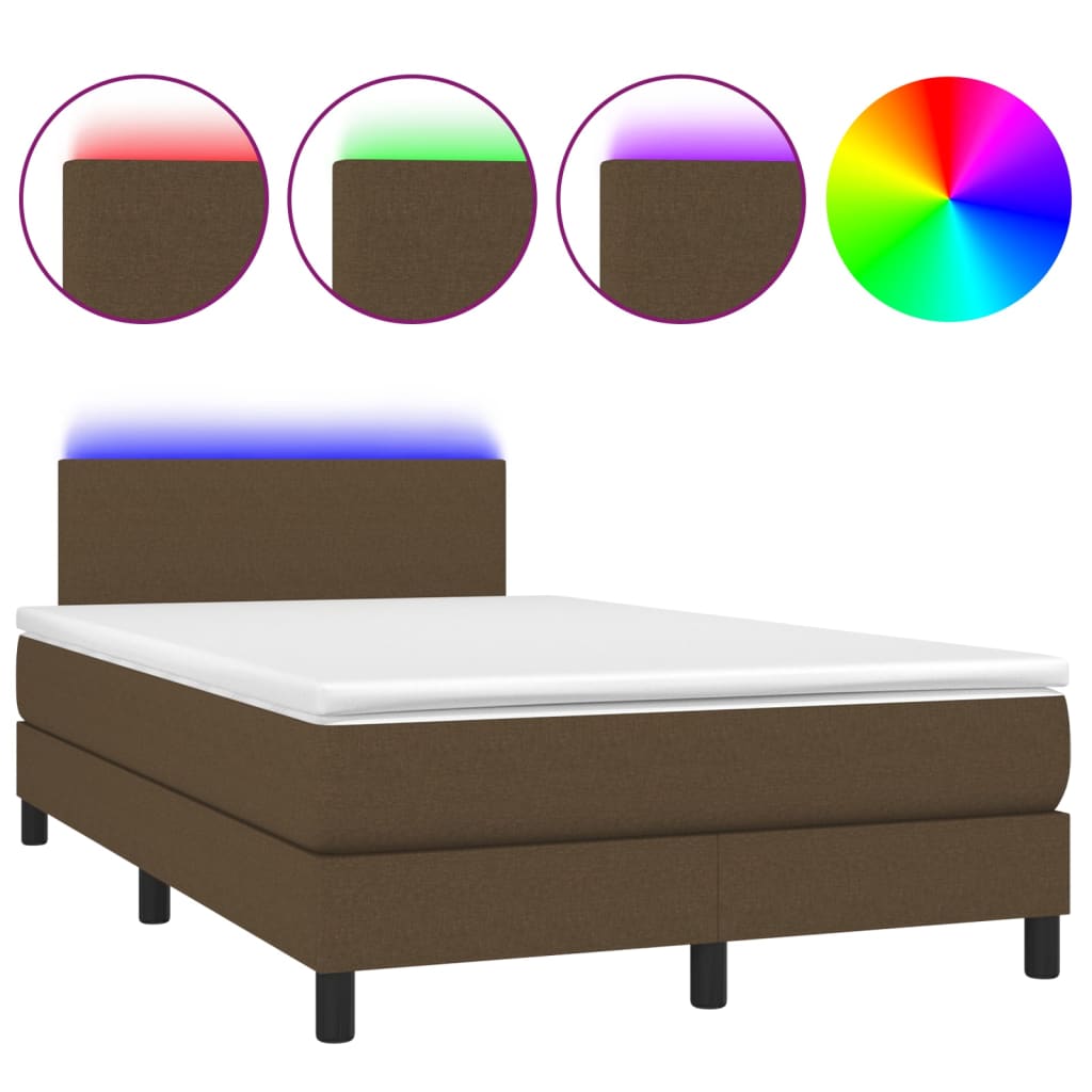 vidaXL Sommier à lattes de lit matelas et LED Marron foncé 120x200 cm