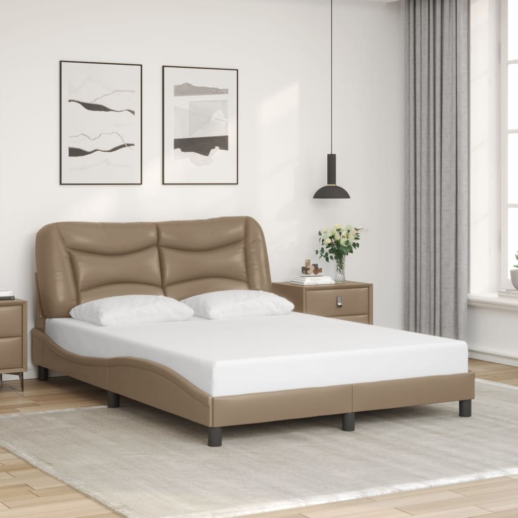 vidaXL Cadre de lit sans matelas cappuccino 140x190 cm similicuir