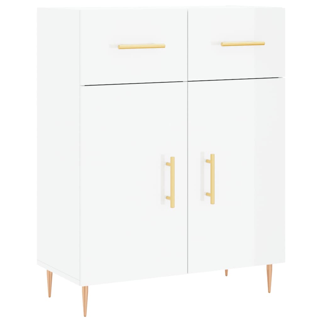 vidaXL Buffet haut Blanc brillant 69,5x34x180 cm Bois d'ingénierie