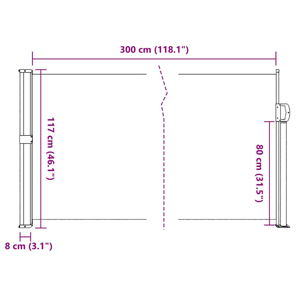 vidaXL Auvent latéral rétractable beige 117x300 cm