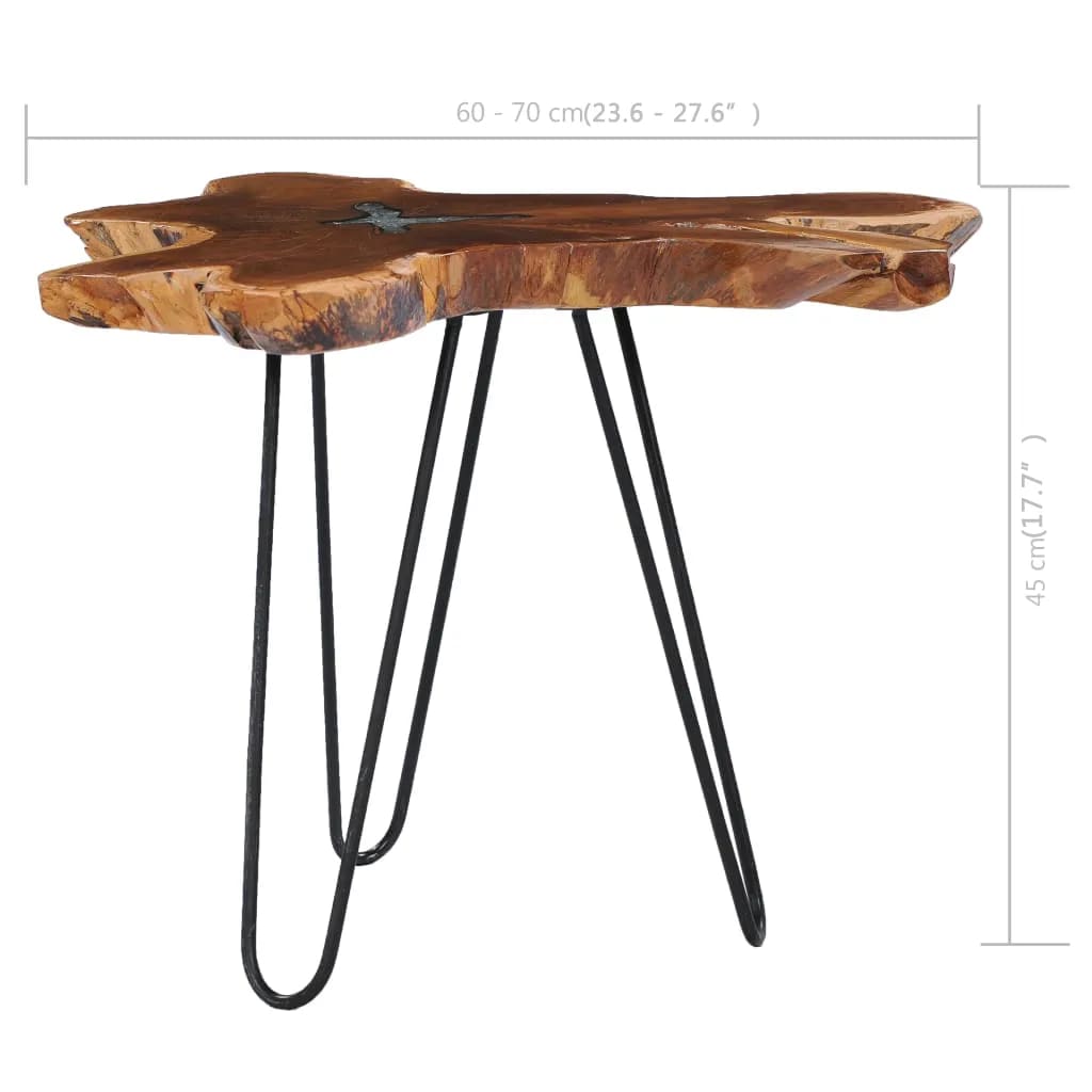 vidaXL Table basse 70x45 cm Bois de teck massif et polyrésine