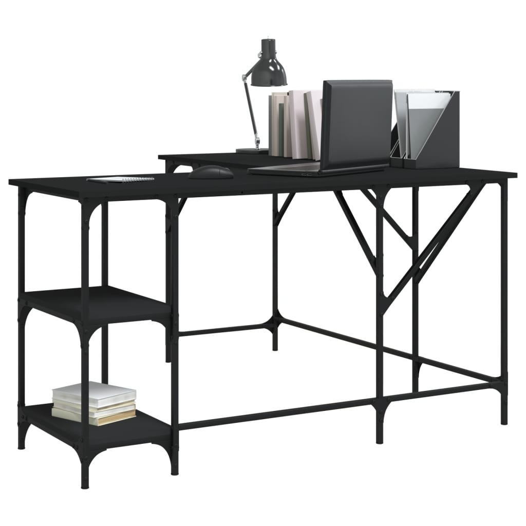 vidaXL Bureau noir 139x139x75 cm bois d'ingénierie