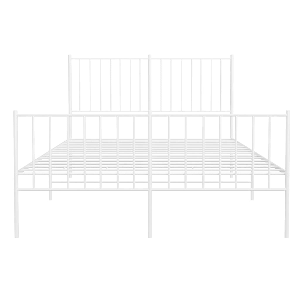 vidaXL Cadre de lit métal sans matelas et pied de lit blanc 120x190 cm