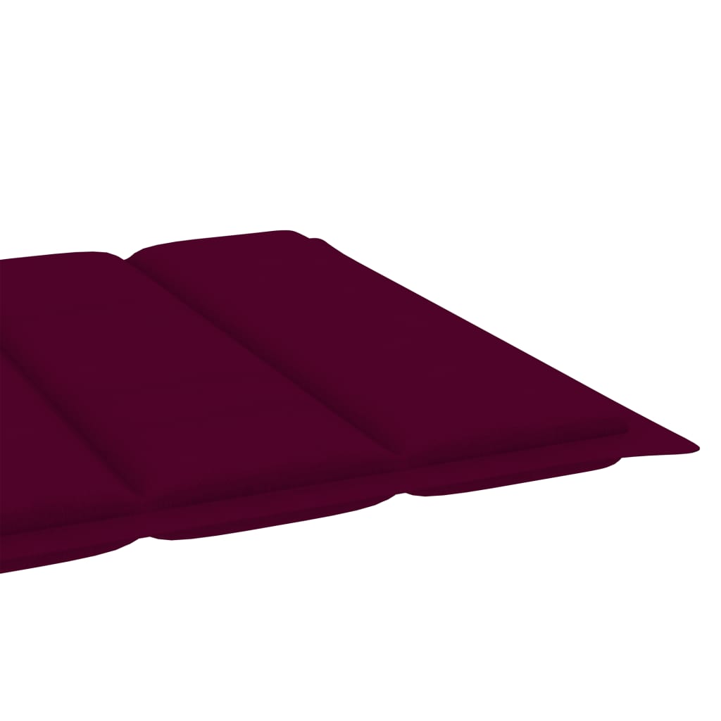 vidaXL Chaise longue avec coussin rouge bordeaux Bois de teck solide