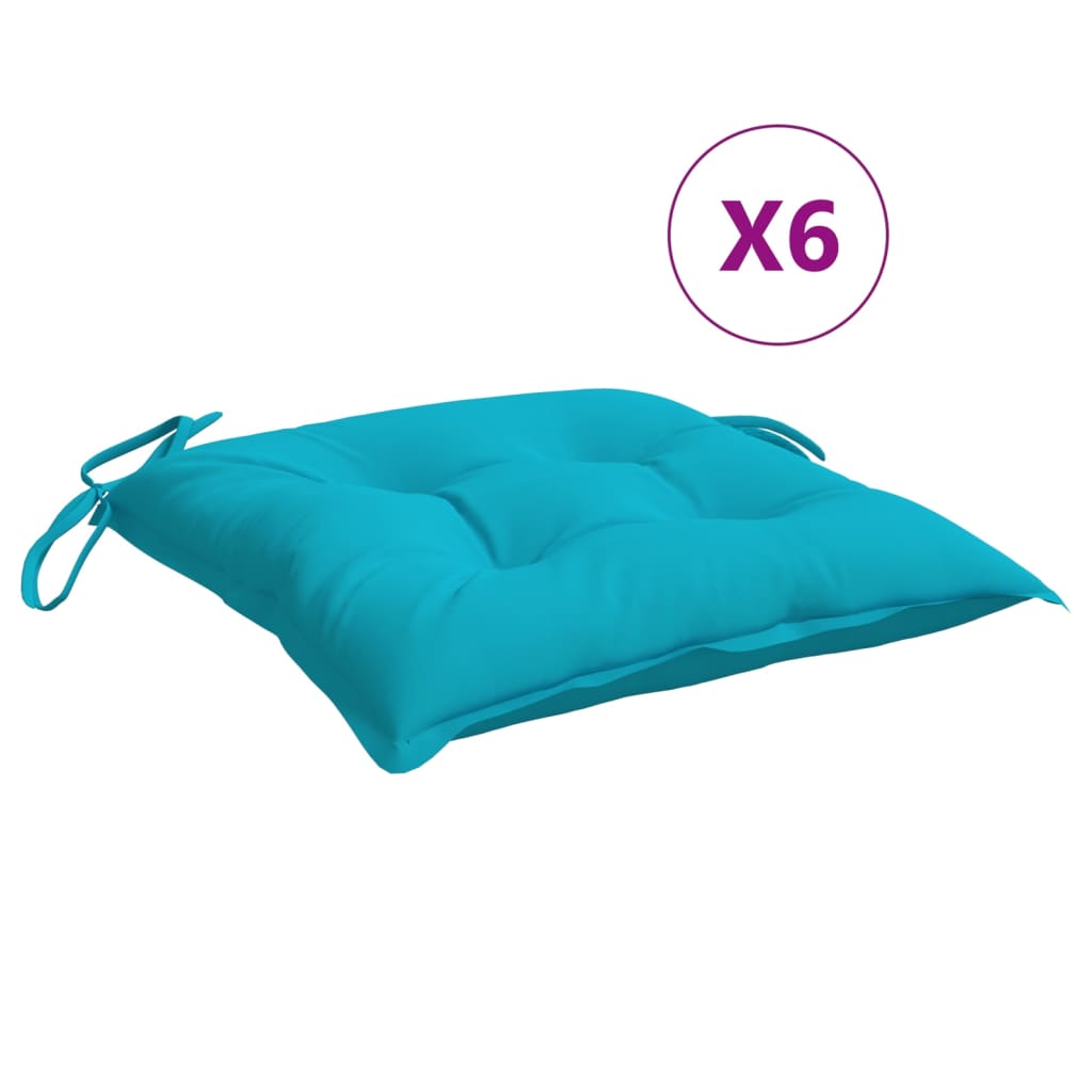 vidaXL Coussins de chaise lot de 6 turquoise 40x40x7 cm tissu