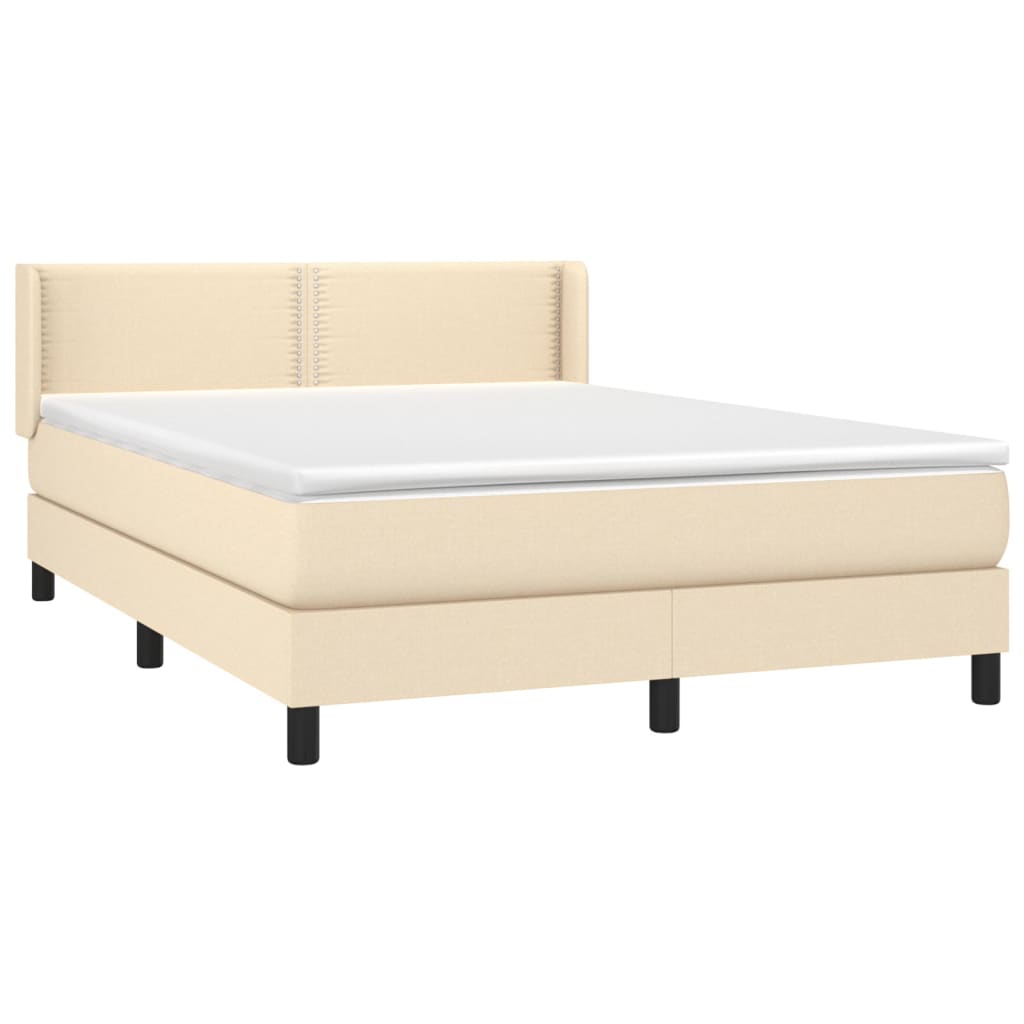 vidaXL Sommier à lattes de lit avec matelas Crème 140x200 cm Tissu