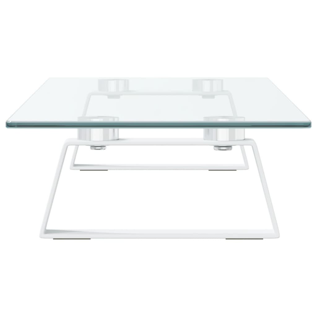 vidaXL Support de moniteur blanc 60x20x8 cm verre trempé et métal