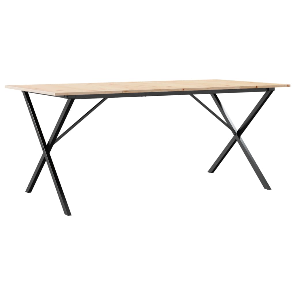 vidaXL Table à manger cadre en X 180x90x75 cm bois de pin massif fonte