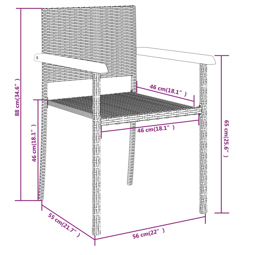 vidaXL Ensemble à manger de jardin 5 pcs Noir