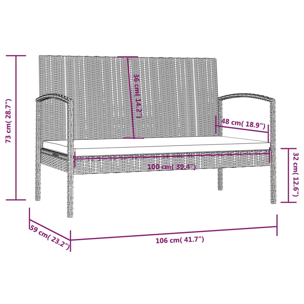 vidaXL Salon de jardin 16 pcs avec coussins Résine tressée Marron