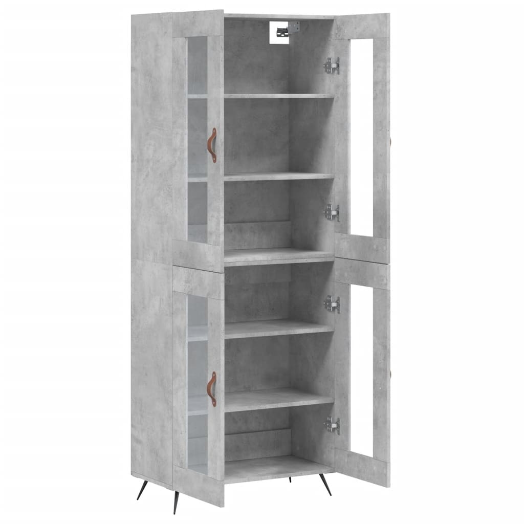 vidaXL Buffet haut Gris béton 69,5x34x180 cm Bois d'ingénierie