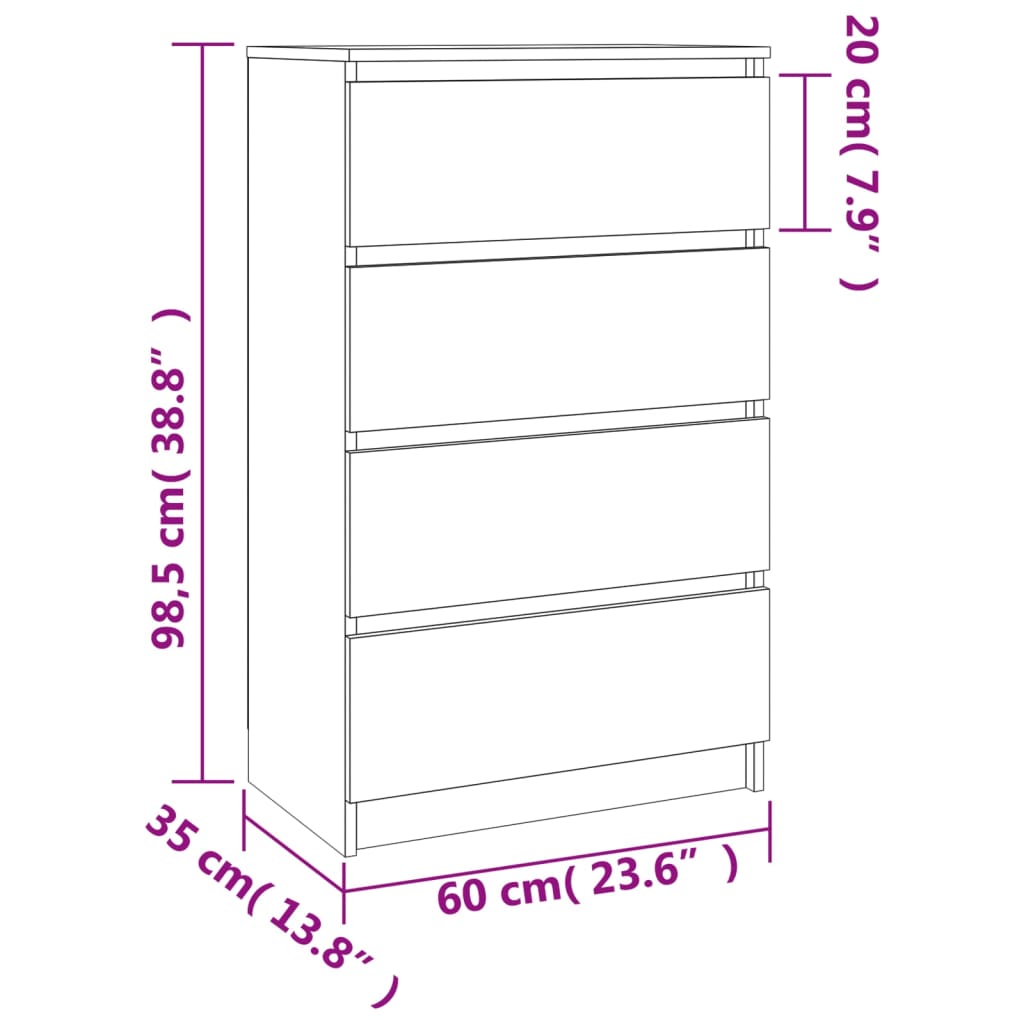 vidaXL Buffet Gris béton 60x35x98,5 cm Bois d'ingénierie